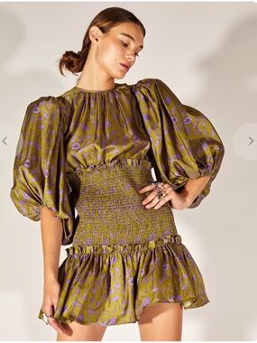 Cynthia Rowley Green Floral Mini Dress, Size Medium, EUC